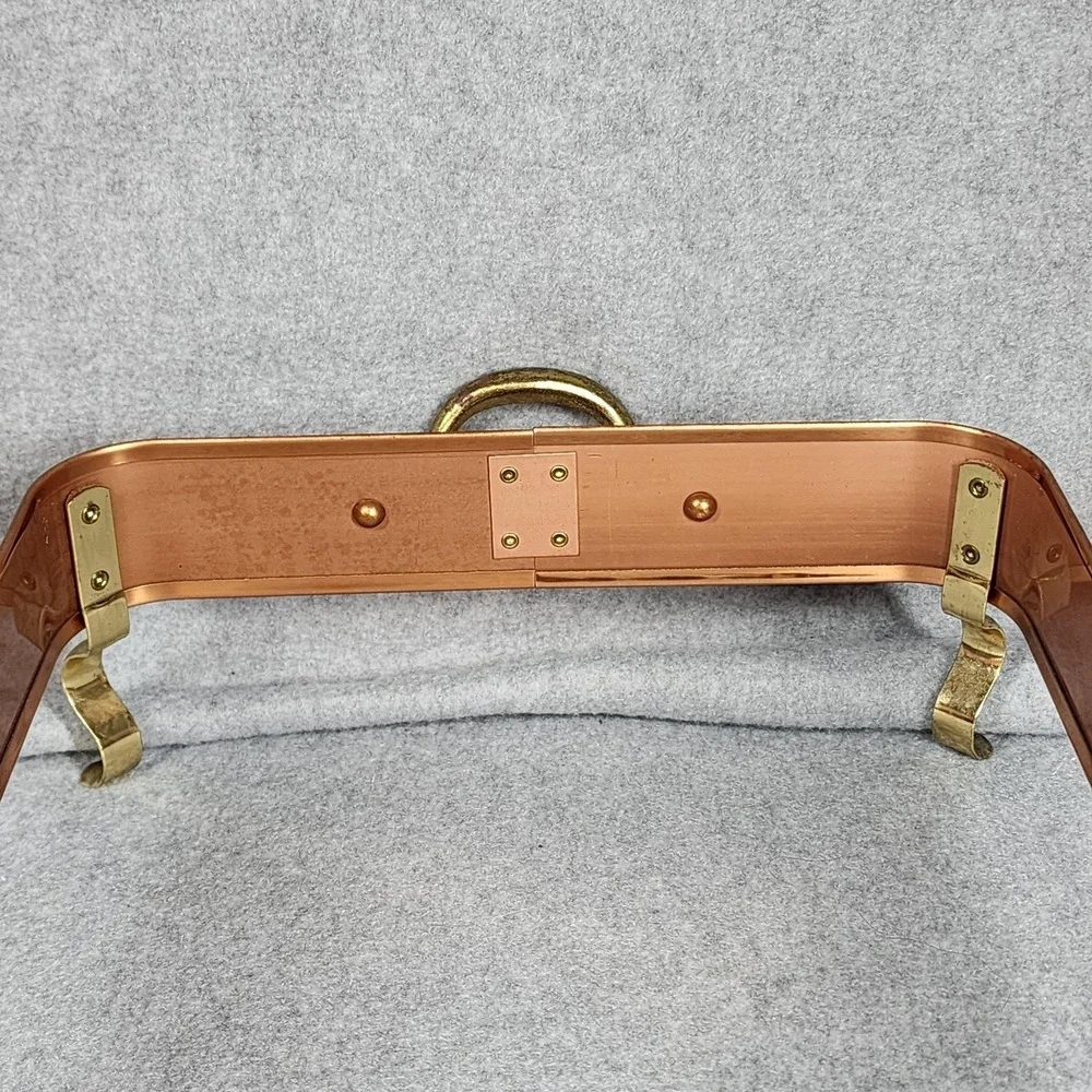 Vintage De La Cuisine Copper Brass Casserole Dish Stand Rectangula Buffet Server